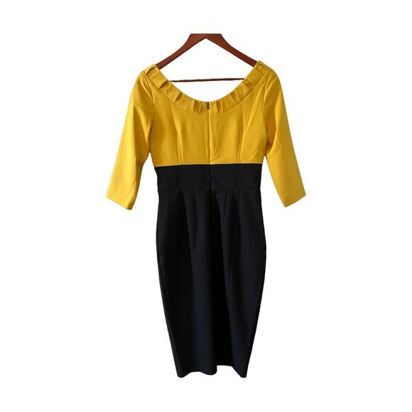 Glamour Bunny 60s Christie Pencil Dress black and mustard S - Picture 4 of 7